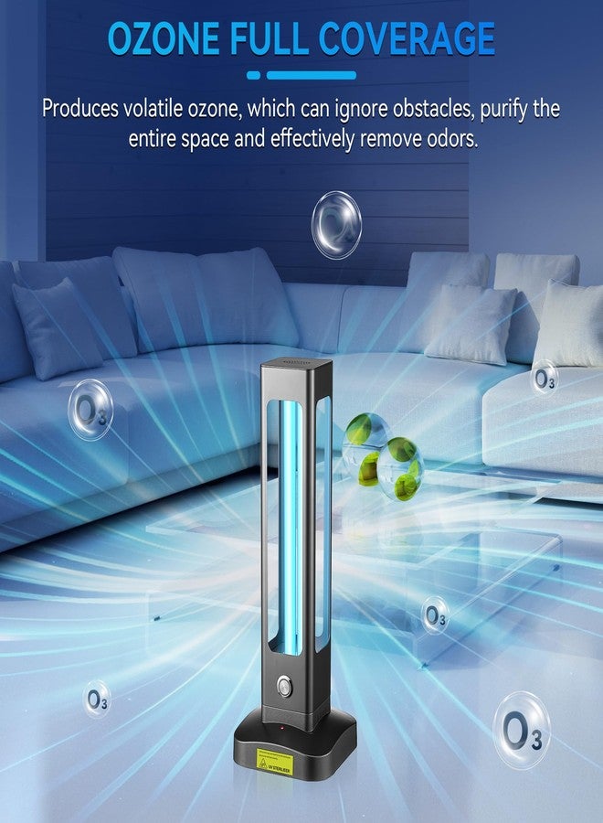 Qualirey Ultraviolet Lamp, 55W UV Light with Ozone Purifier for Room, UVC Disinfection Lamp with 3 Step Timing Remote Control, Blue Light, Purification for Bathroom Bedroom Toilet - Image 3